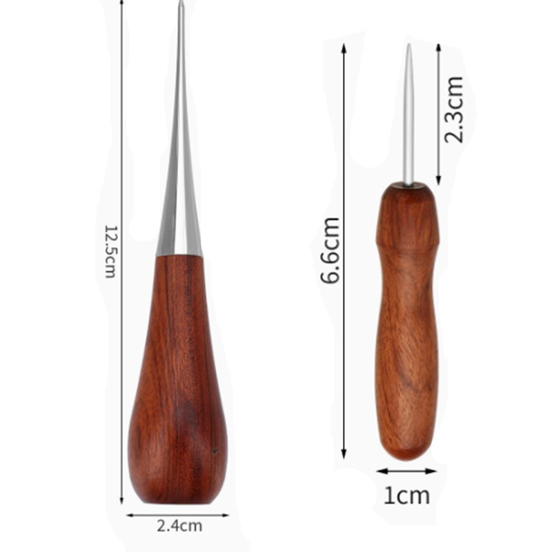 Textile Sewing Kit - Professional Leather Wooden Handle Awl DIY