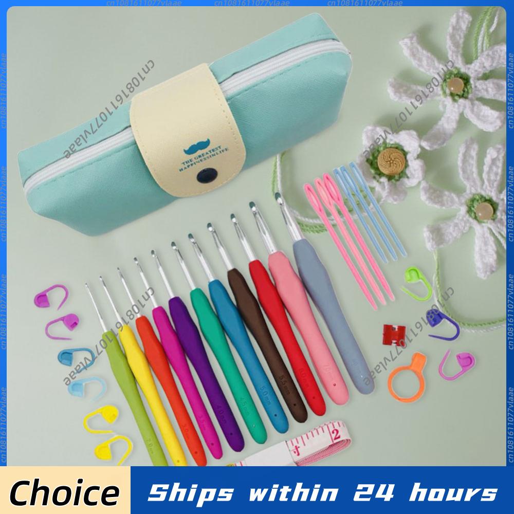 Sewing Knit - 11PCS Colorful Rubber Handle Knitting Needles