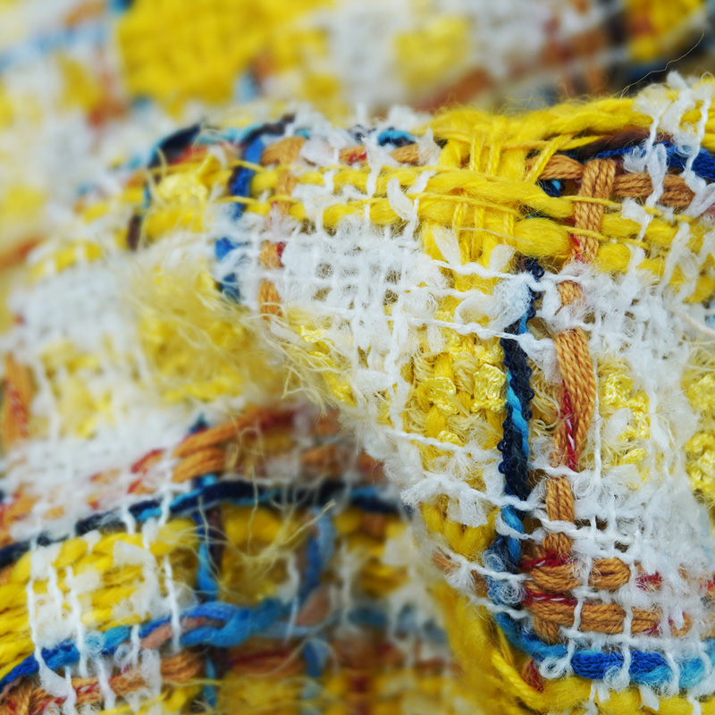 Vibrant Style Yellow Multicolo - Sewing Tweed Fabric 评论和价格