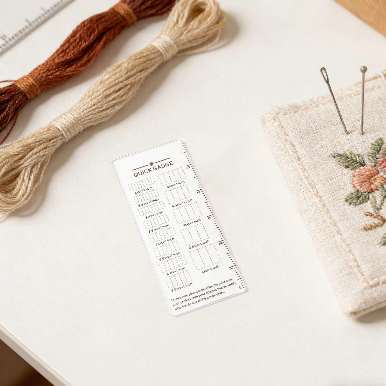 2Pcs Knitting Gauge Ruler Acry - Sewing Knit 评论和价格
