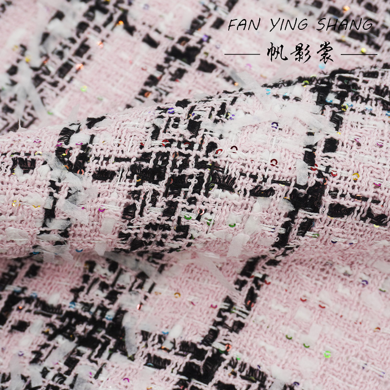 Pink Classical Big Plaid Color - Sewing Tweed Fabric 评论和价格