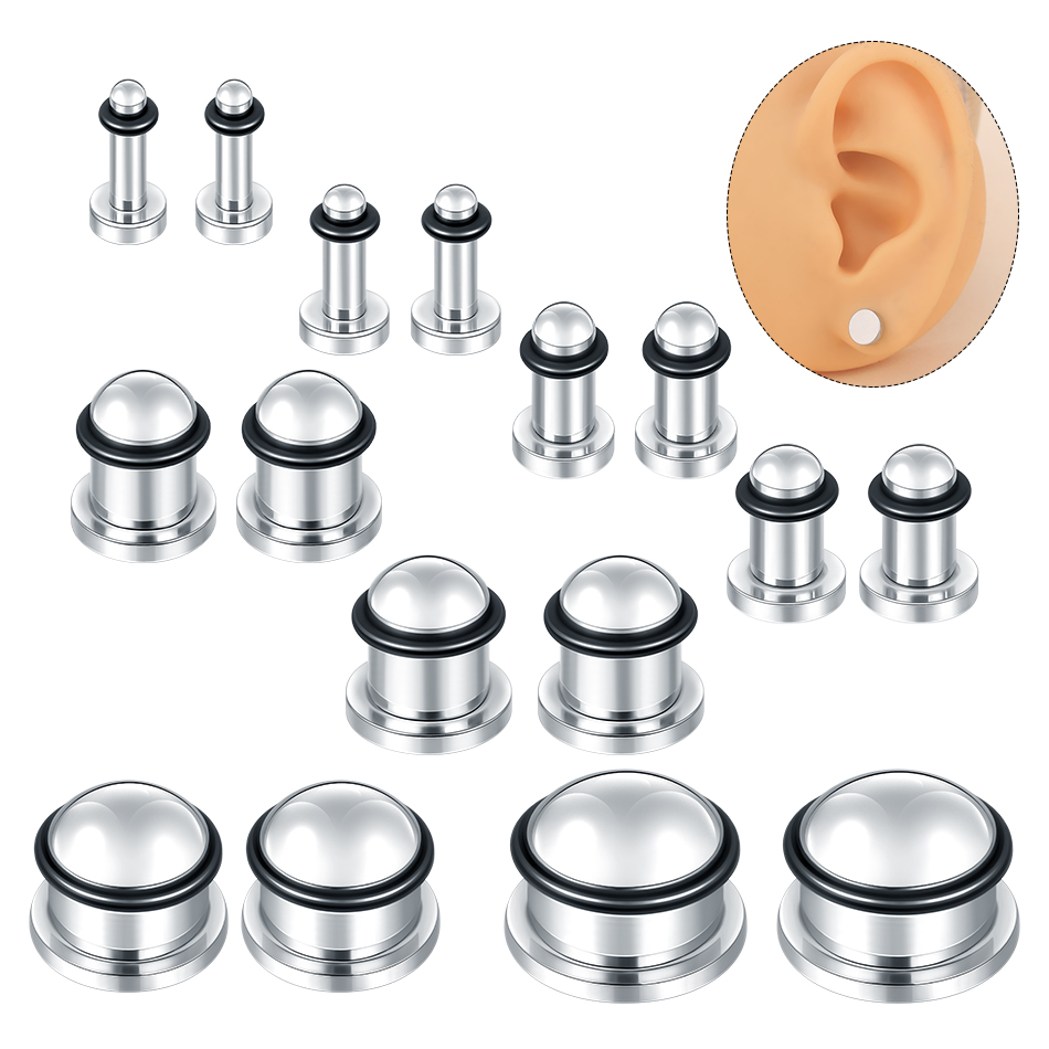 1Pair Stainless Steel Ear Tunn - Seam Gauge Metal 评论和价格