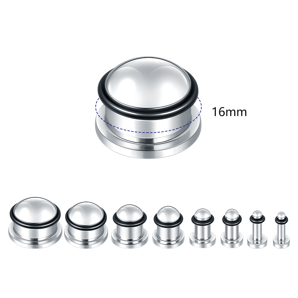 1Pair Stainless Steel Ear Tunn - Seam Gauge Metal 评论和价格