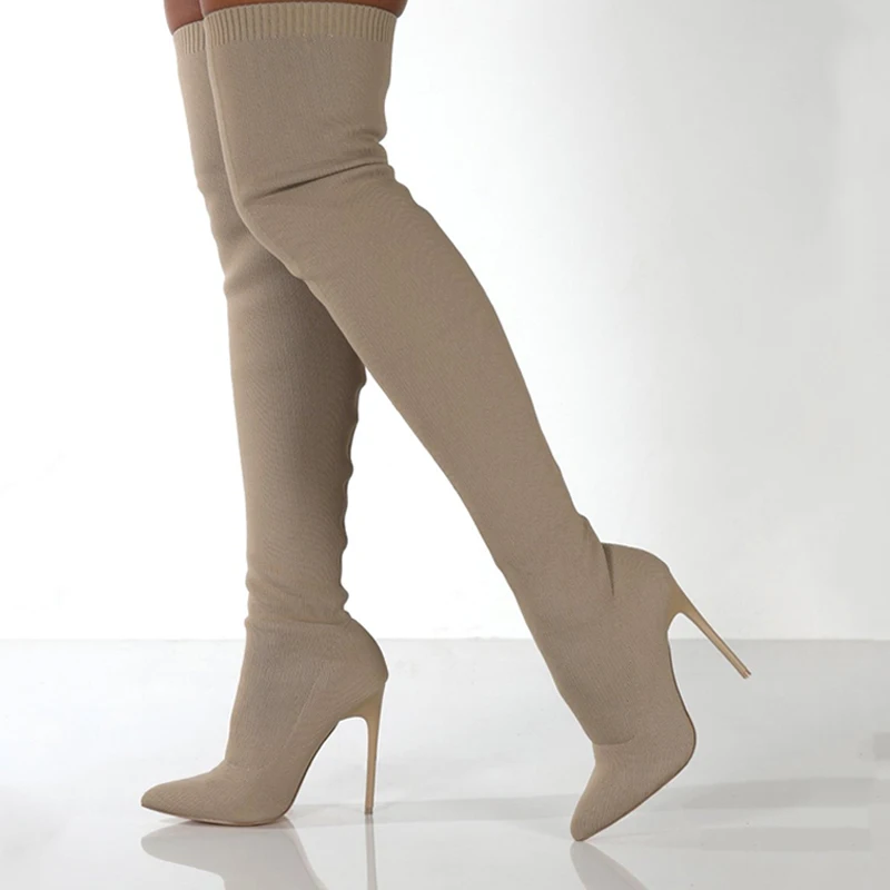 Women Autumn Over The Knee Boo - Sewing Knit 评论和价格
