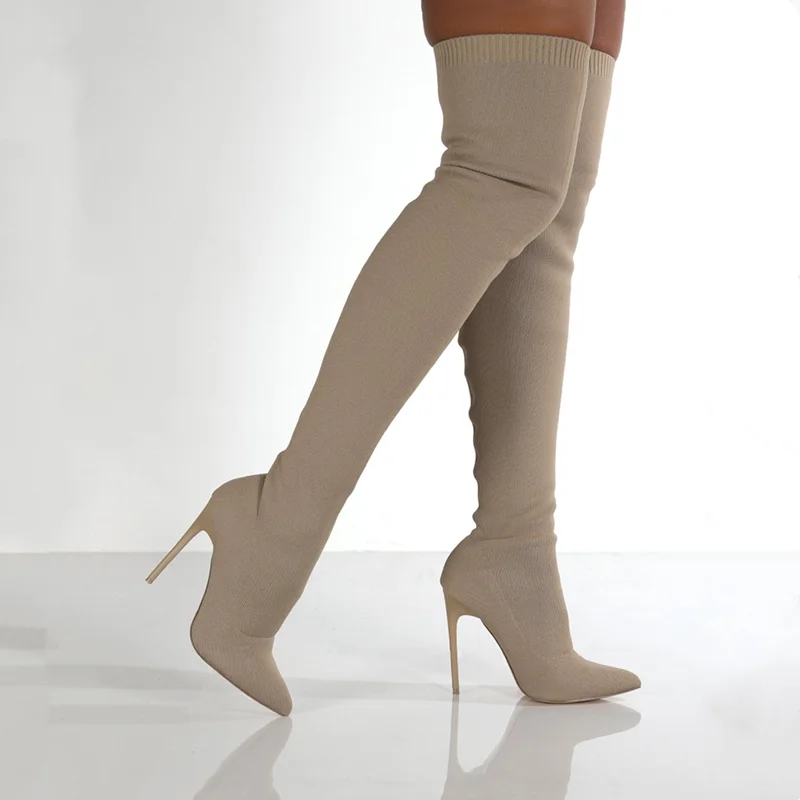 Women Autumn Over The Knee Boo - Sewing Knit 评论和价格