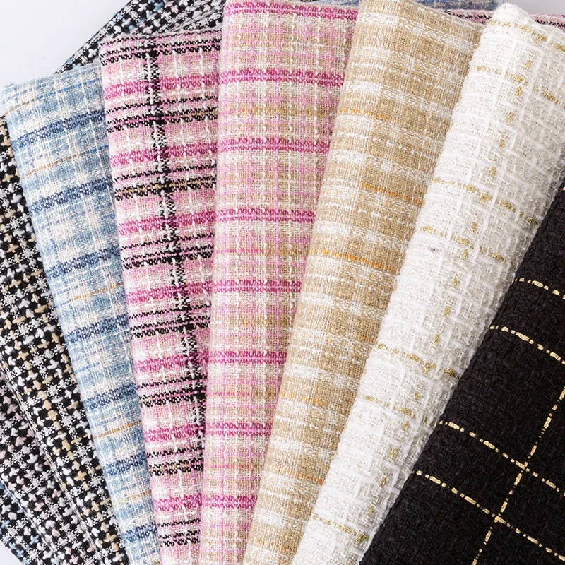 50cm Gold Silk Small Fragrance - Sewing Tweed Fabric 评论和价格