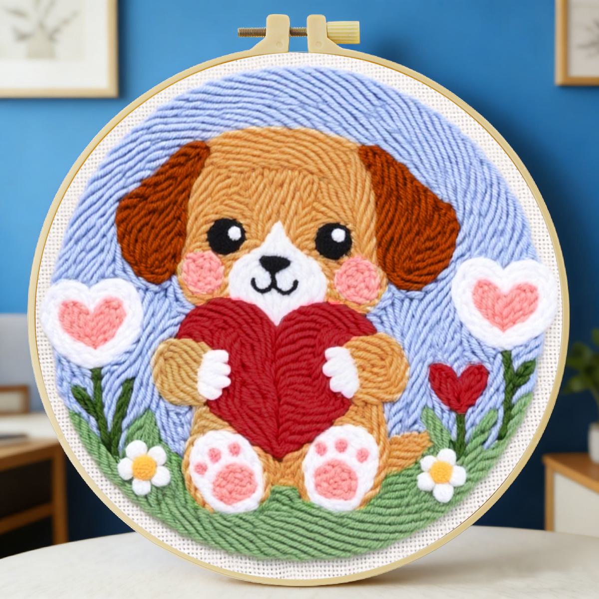 20X20CM/7.87inch Dog Punch Nee - Sewing Textile Art 评论和价格