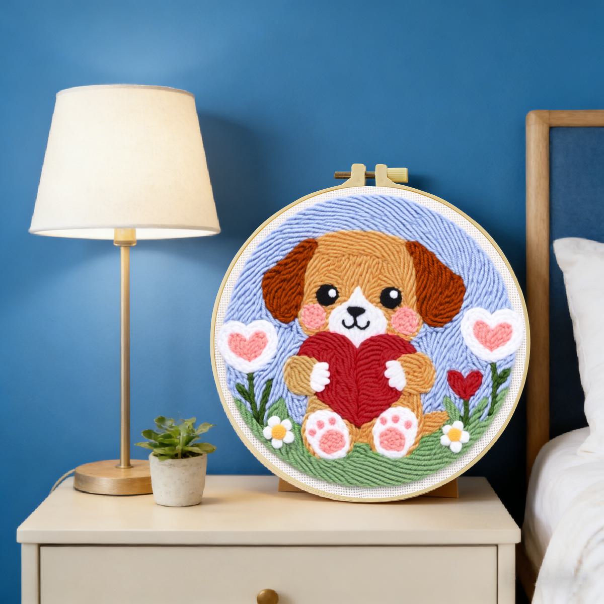 20X20CM/7.87inch Dog Punch Nee - Sewing Textile Art 评论和价格