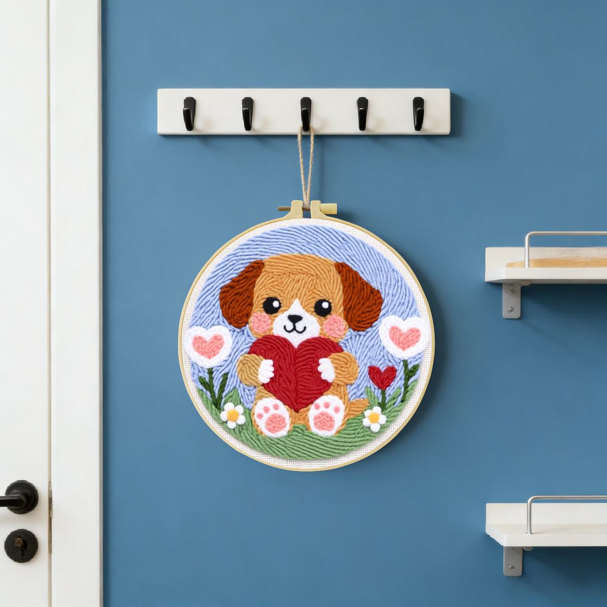 20X20CM/7.87inch Dog Punch Nee - Sewing Textile Art 评论和价格
