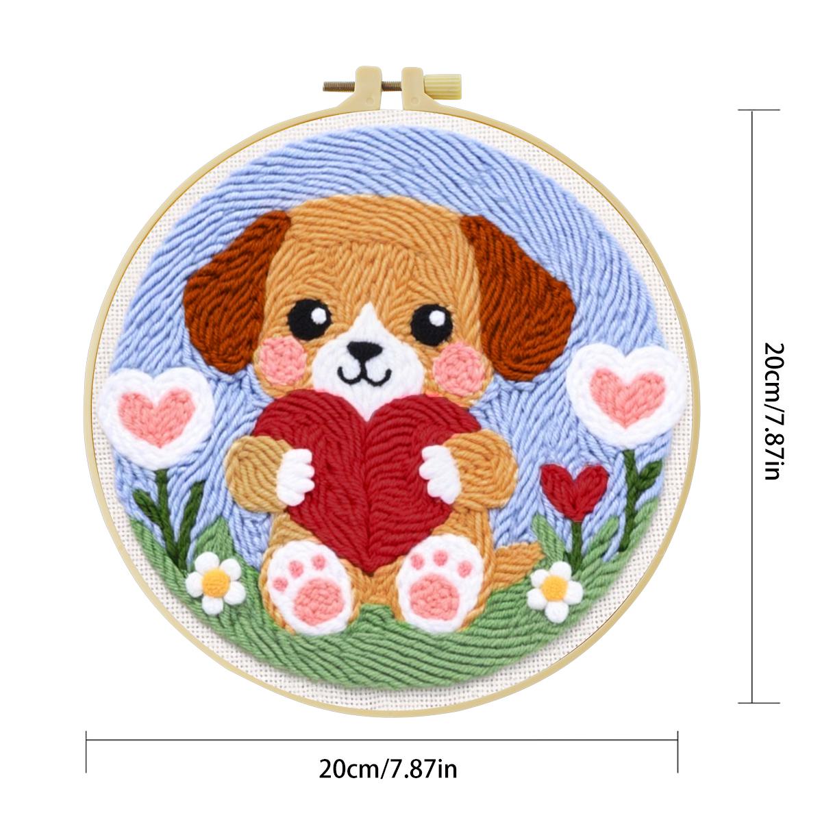 20X20CM/7.87inch Dog Punch Nee - Sewing Textile Art 评论和价格