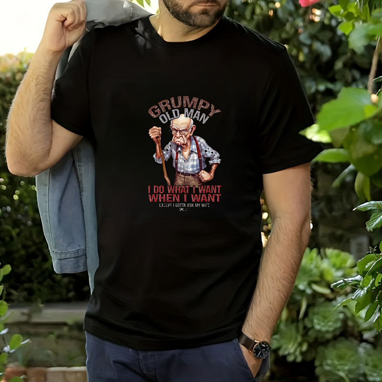 Funny Old Man Quotes Cartoon H - Iron On Patch 评论和价格