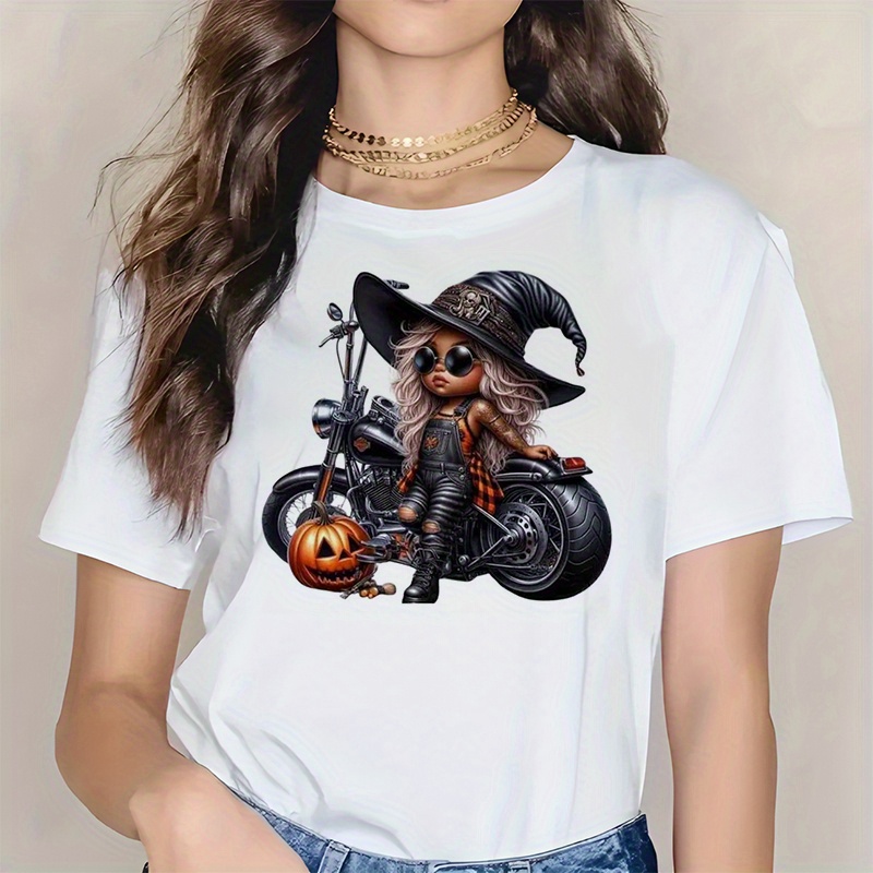 Witch on Motorcycle Halloween  - Iron On Patch 评论和价格