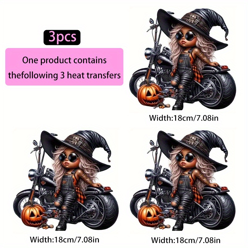 Witch on Motorcycle Halloween  - Iron On Patch 评论和价格