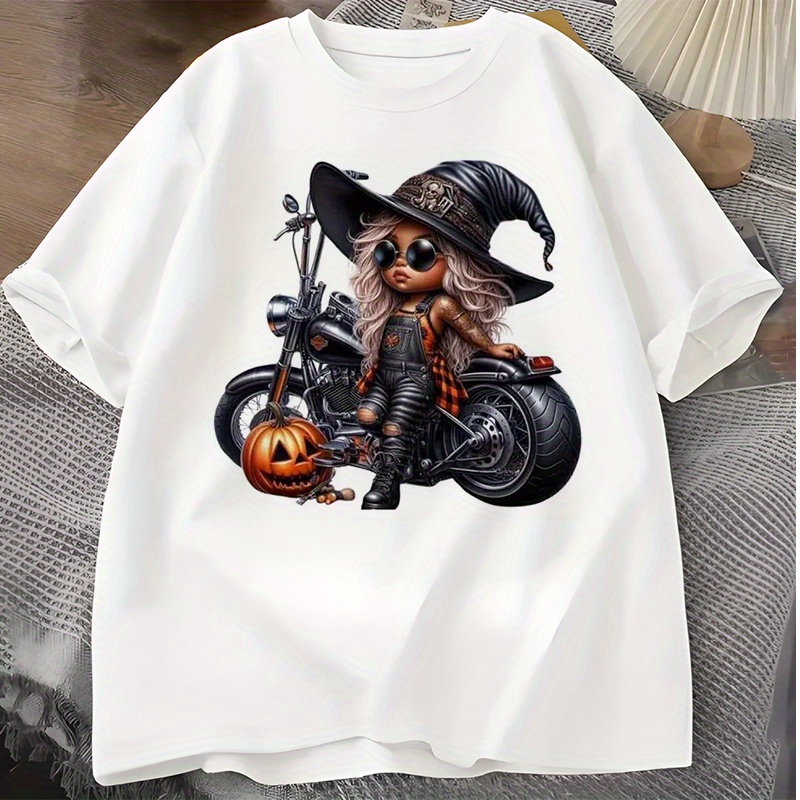 Witch on Motorcycle Halloween  - Iron On Patch 评论和价格