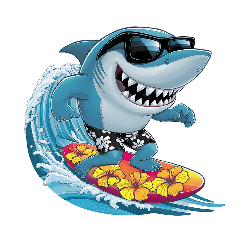 Interesting Sharks Surfing Iro - Iron On Patch 评论和价格