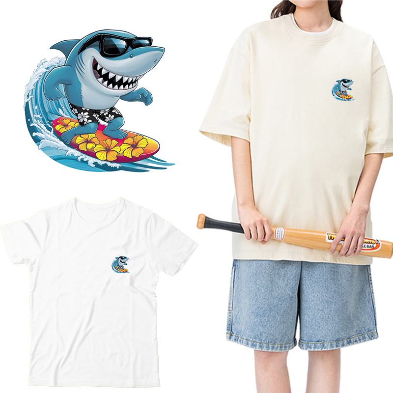 Interesting Sharks Surfing Iro - Iron On Patch 评论和价格