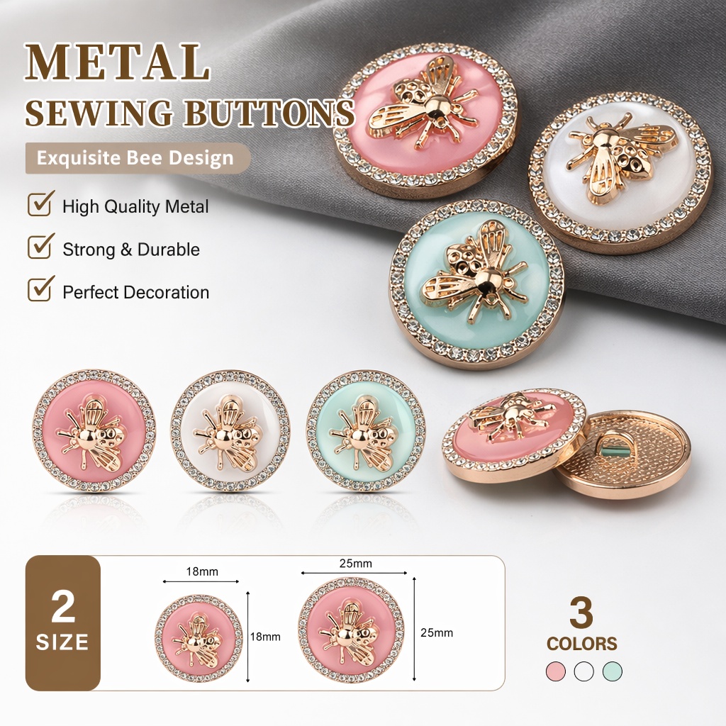 10Pcs Rhinestone Bee Metal Dec - Button Hole Cutter 评论和价格