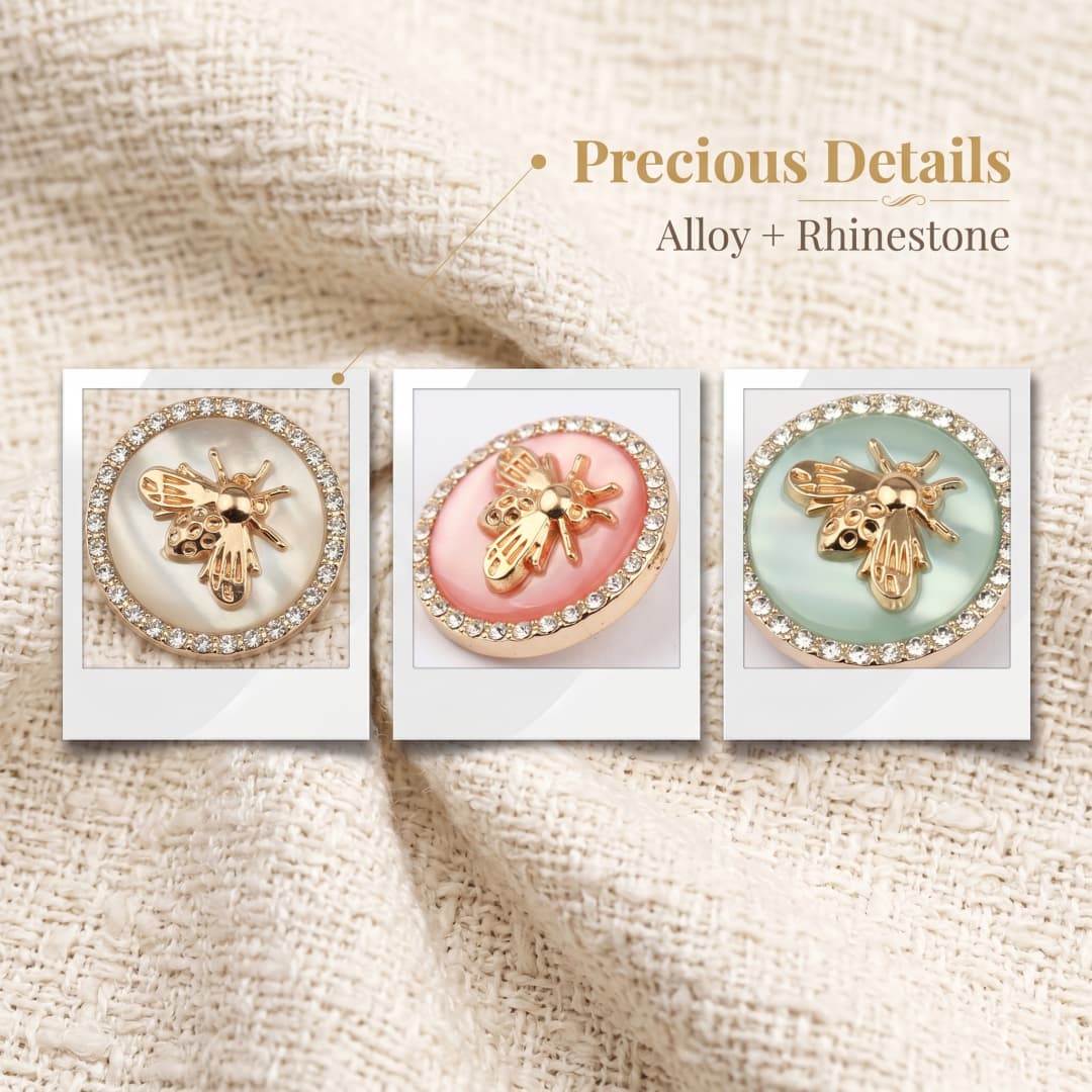 10Pcs Rhinestone Bee Metal Dec - Button Hole Cutter 评论和价格