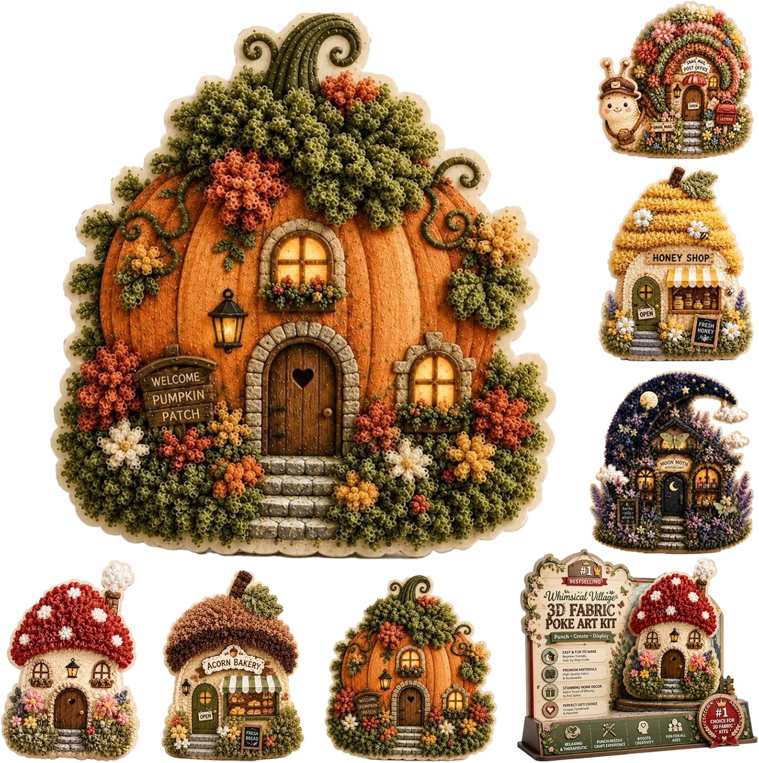 DIY 3D Fabric Poke Art Kit Whi - Sewing Textile Art 评论和价格