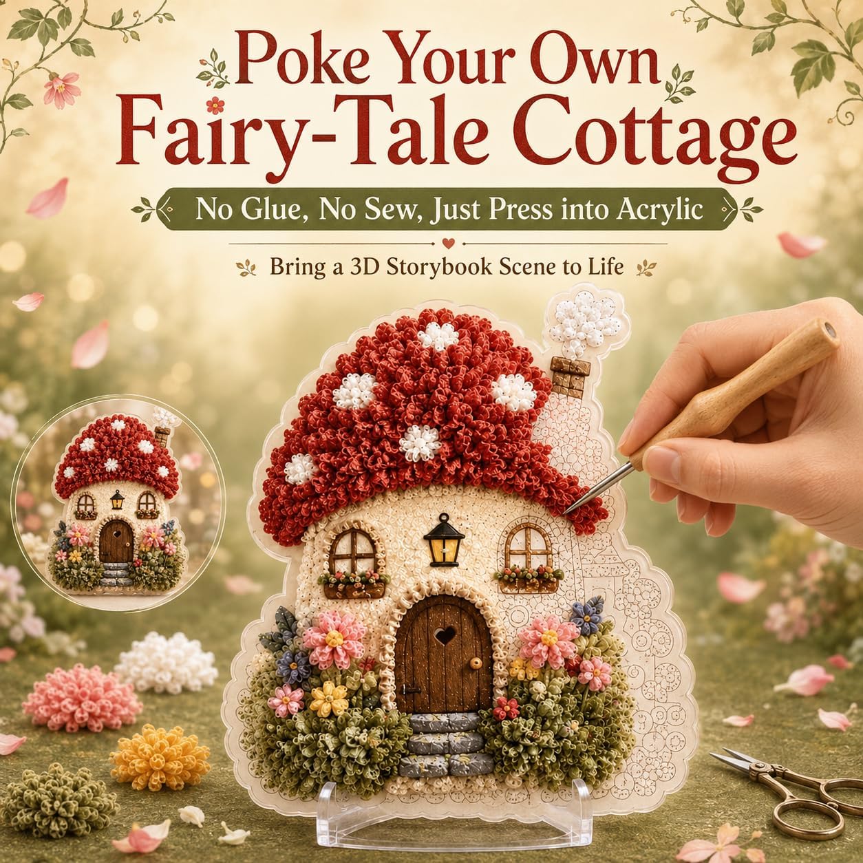 DIY 3D Fabric Poke Art Kit Whi - Sewing Textile Art 评论和价格