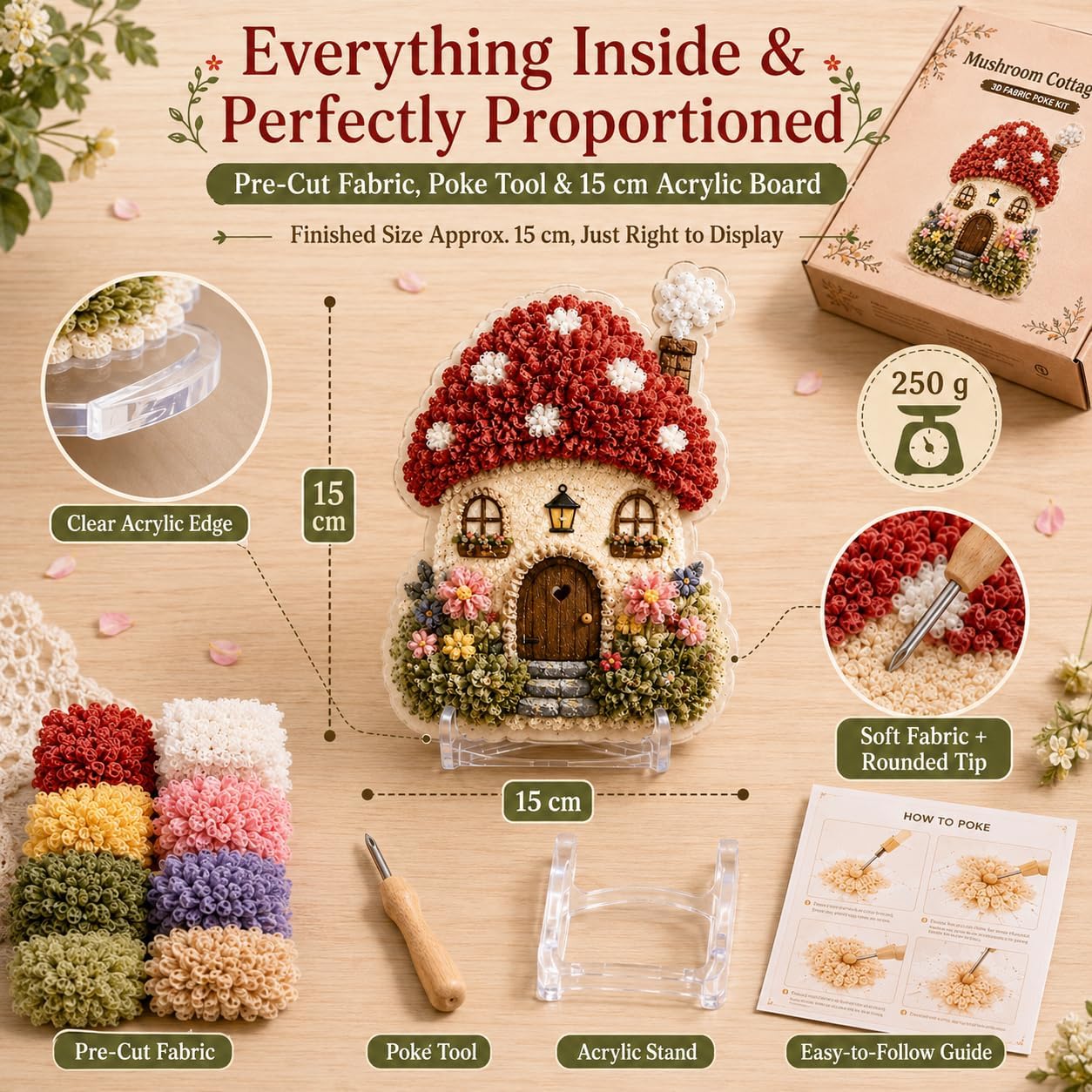 DIY 3D Fabric Poke Art Kit Whi - Sewing Textile Art 评论和价格