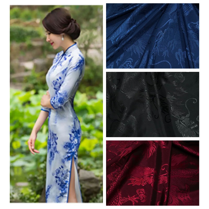 Dragon Pattern Satin Jacquard  - Textile Sewing Patterns 评论和价格