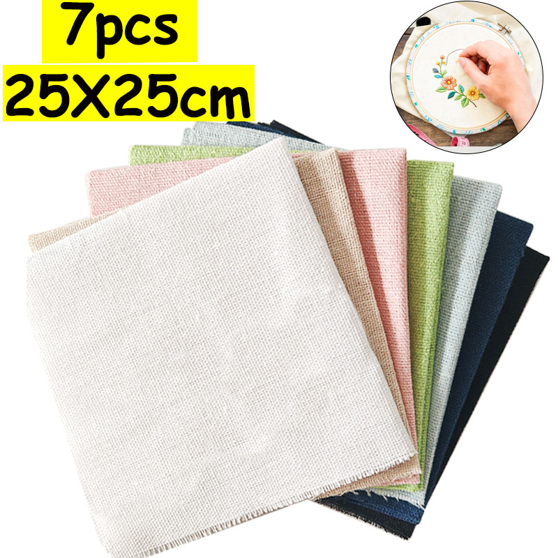 7-Piece Set of 25* 25cm Linen  - Sewing Textile Art 评论和价格
