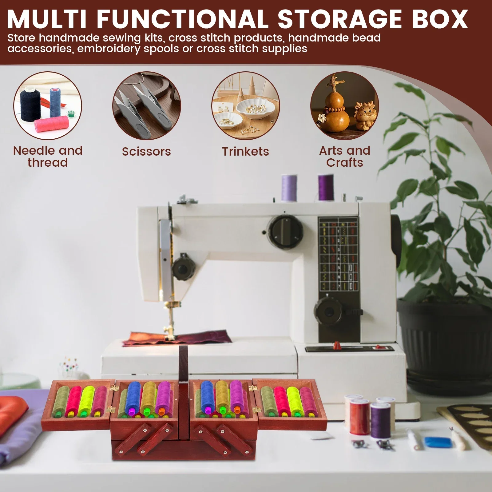 Expandable Sewing Thread Box W - Thread Bobbins Empty 评论和价格