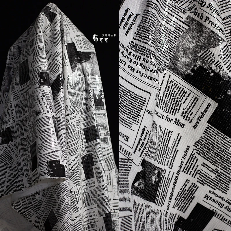 English Graffiti Newspaper Den - Sewing Tweed Fabric 评论和价格