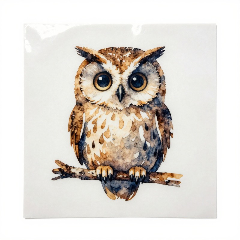 Watercolor Owl Heat Transfer V - Iron On Patch 评论和价格